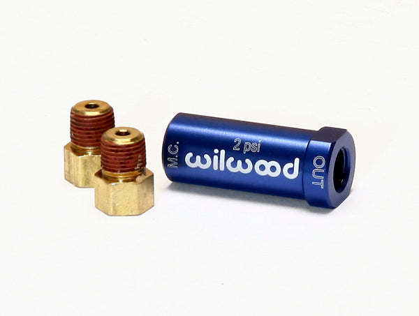 Wilwood Residual Pressure Valve - New Style w/ Fittings - 2# / Blue - Bull Strap