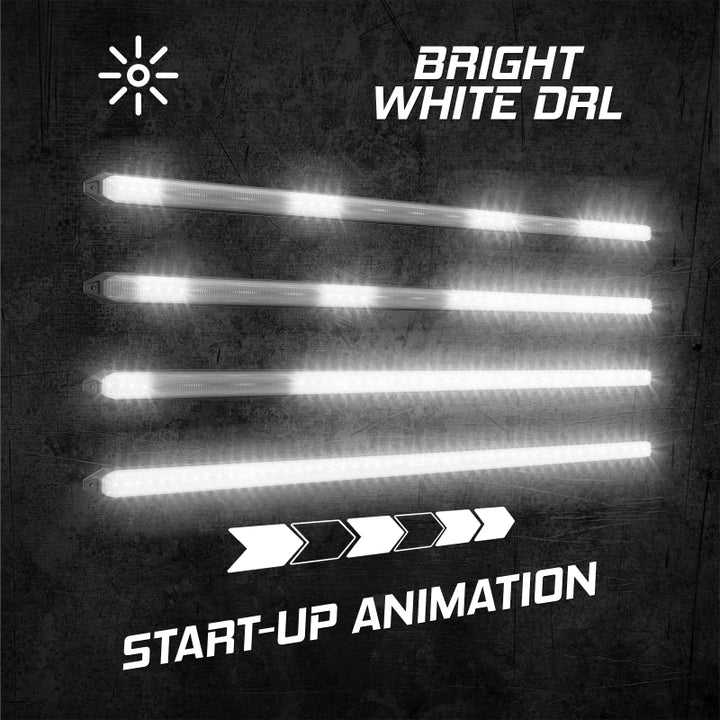 XK Glow 9In Switchback Grill Lights with Start-up Animation & Sequential Turn Signals - Bull Strap