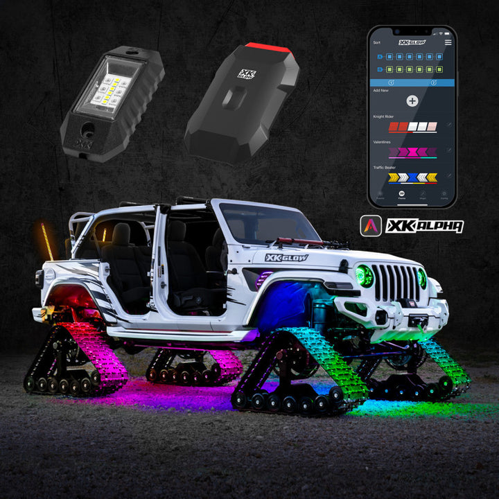 XK Glow RGBW Addressable LED Rock Light Kits Standard XKalpha App Controlled - Bull Strap