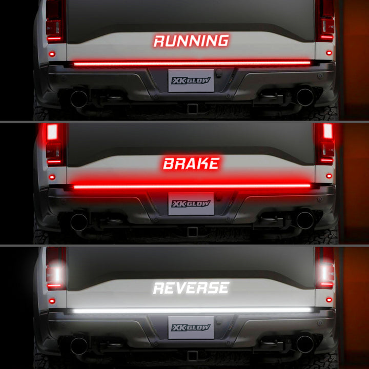 XK Glow Truck Tailgate Light w/ Chasing Turn Signal & Built-in Error Canceller - 3rd gen 48in - Bull Strap