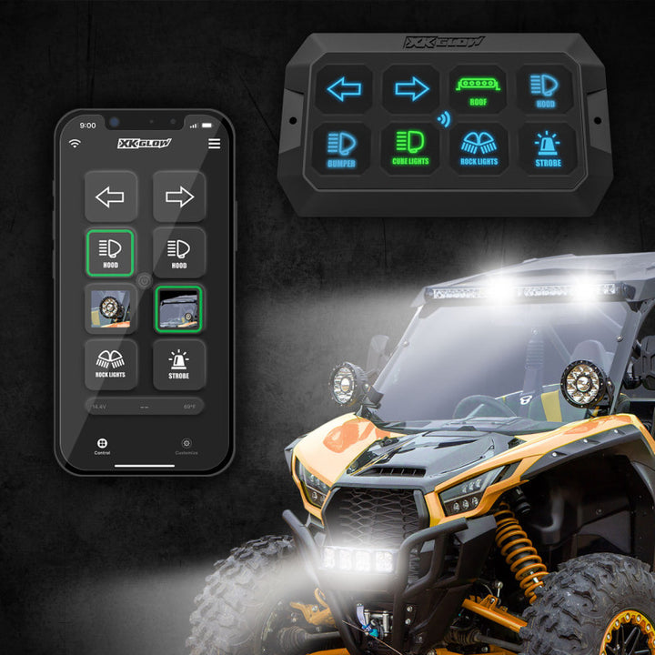 XK Glow XKcommand Bluetooth Switch Panel for Lights 12V Accessory Offroad - Bull Strap