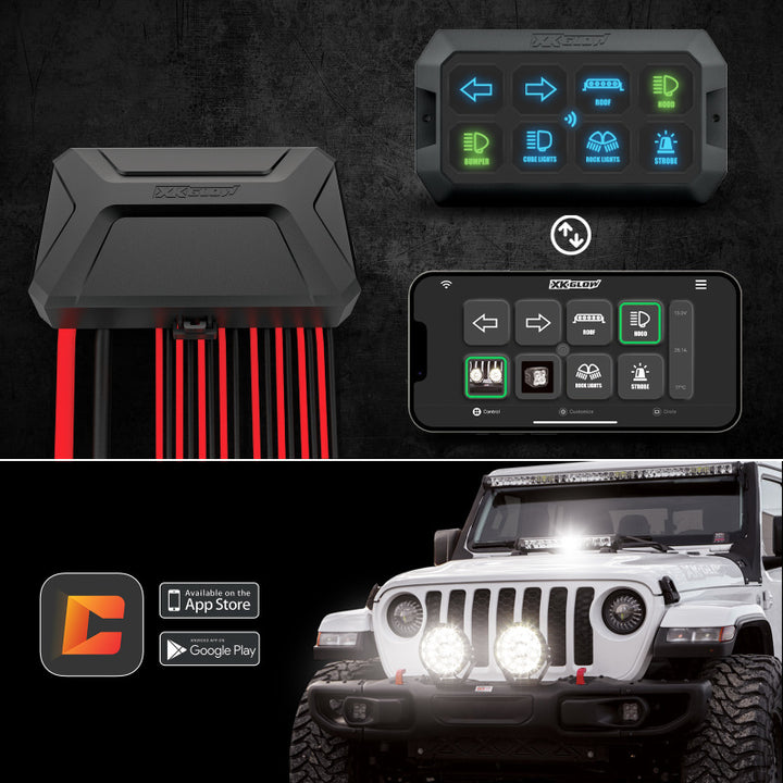 XK Glow XKcommand Bluetooth Switch Panel for Lights 12V Accessory Offroad - Bull Strap