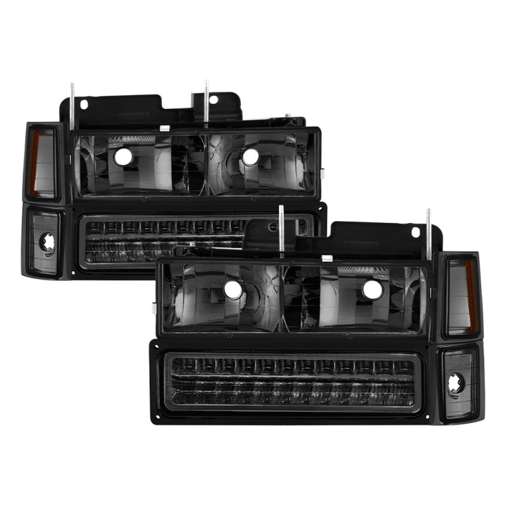xTune 92-94 Blazer Full Size Corner/LED Bumper Headlights Smoke HD-JH-CCK88-LED-AM-SM-SET - Bull Strap