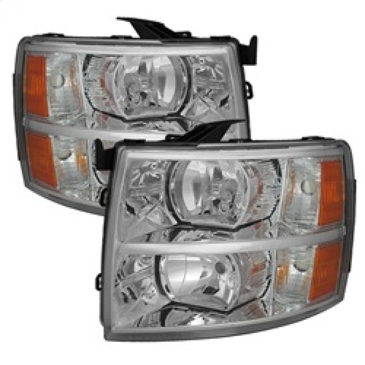 xTune Chevy Silverado 07-13 Crystal Headlights Chrome HD-JH-CS07-AM-C - Bull Strap