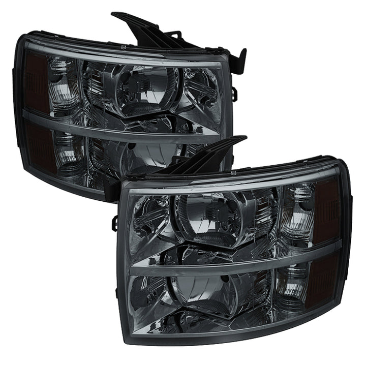 xTune Chevy Silverado 07-13 Crystal Headlights Smoked HD-JH-CS07-AM-SM - Bull Strap