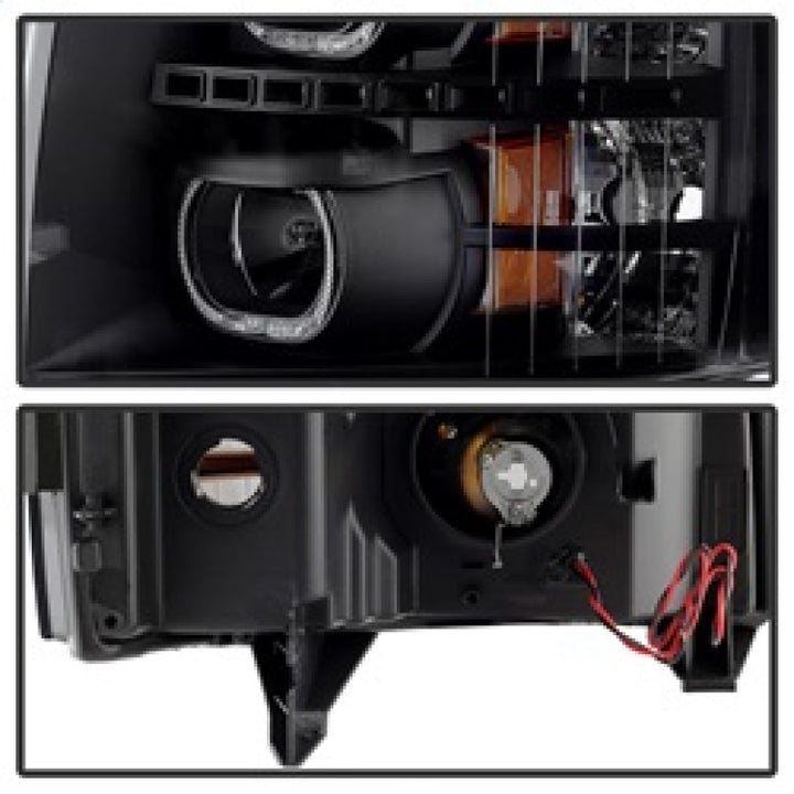 xTune Chevy Silverado 1500/2500/3500 07-13 LED Halo Projector Headlights Black PRO-JH-CSIL07-CFB-BK - Bull Strap