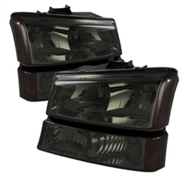 xTune Chevy Silverado 2500HD 03-06 Crystal Headlights w/ Amber Lights Smoke HD-JH-CSIL03-AM-SM-SET - Bull Strap