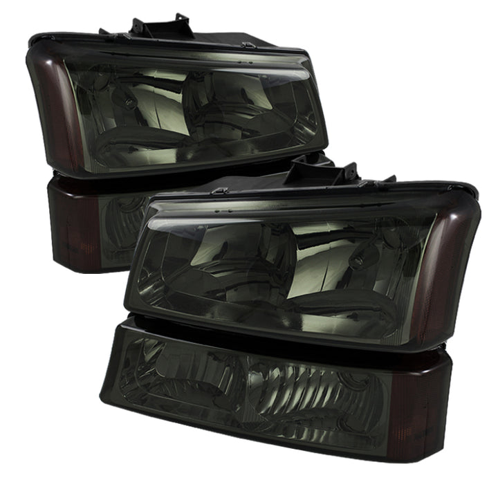 xTune Chevy Silverado 2500HD 03-06 Crystal Headlights w/ Amber Lights Smoke HD-JH-CSIL03-AM-SM-SET - Bull Strap