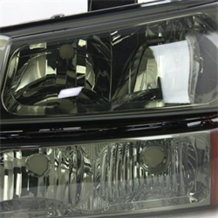 xTune Chevy Silverado 2500HD 03-06 Crystal Headlights w/ Amber Lights Smoke HD-JH-CSIL03-AM-SM-SET - Bull Strap