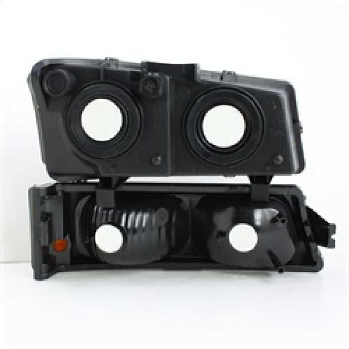 xTune Chevy Silverado 2500HD 03-06 Crystal Headlights w/ Amber Lights Smoke HD-JH-CSIL03-AM-SM-SET - Bull Strap