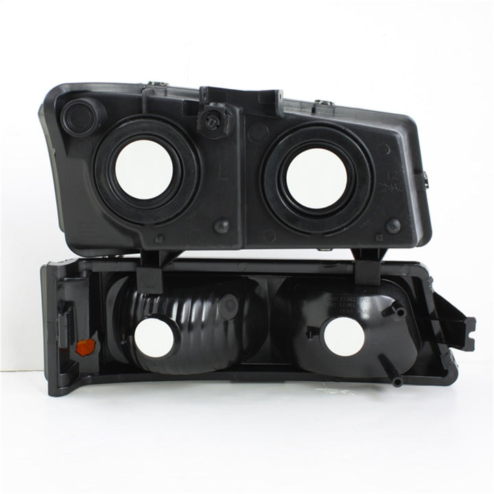 xTune Chevy Silverado 2500HD 03-06 Crystal Headlights w/ Amber Lights Smoke HD-JH-CSIL03-AM-SM-SET - Bull Strap