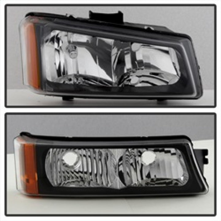 xTune Chevy Silverado 2500HD 03-06 Crystal Headlights w/ Bumper Lights Black HD-JH-CSIL03-AM-BK-SET - Bull Strap