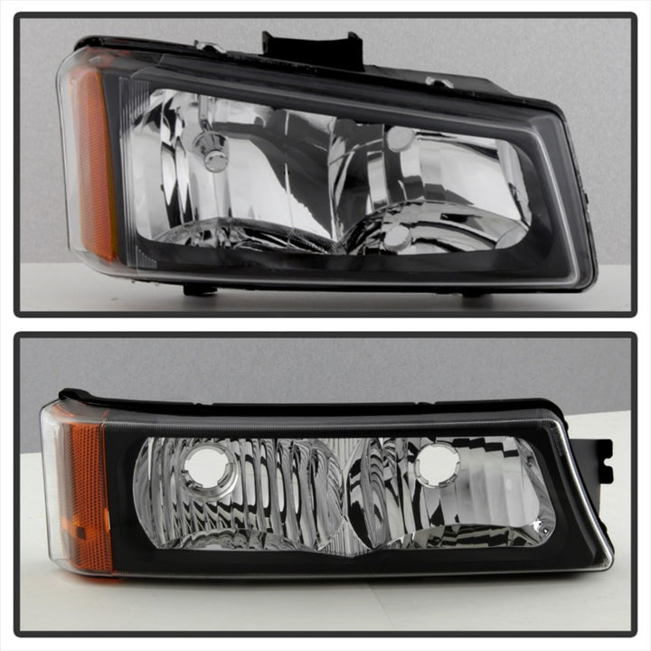 xTune Chevy Silverado 2500HD 03-06 Crystal Headlights w/ Bumper Lights Black HD-JH-CSIL03-AM-BK-SET - Bull Strap