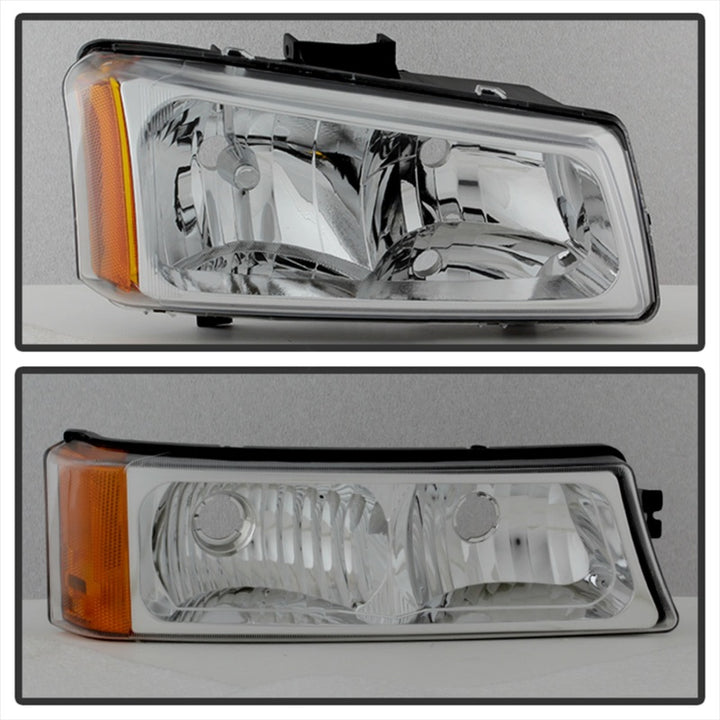 xTune Chevy Silverado 2500HD 03-06 Crystal Headlights w/ Bumper Lights Chrome HD-JH-CSIL03-AM-C-SET - Bull Strap