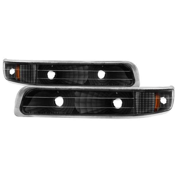 Xtune Chevy Silverado 99-02 Amber Reflector Bumper Lights Black CBL-JH-CS99-AM-BK - Bull Strap