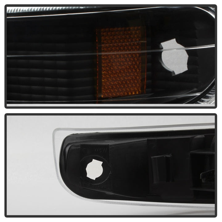 xTune Chevy Silverado 99-02 Amber Reflector Bumper Lights Black CBL-JH-CS99-AM-BK - Bull Strap