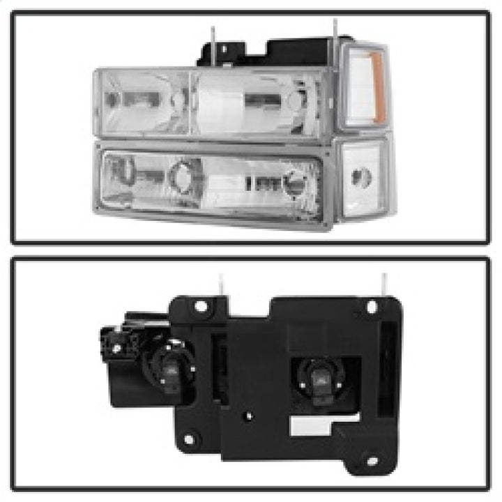 xTune Chevy Suburban 94-98 Headlights w/ Corner & Parking Lights 8pcs Chrome HD-JH-CCK88-AM-C-SET - Bull Strap