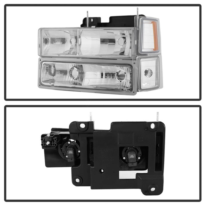 xTune Chevy Suburban 94-98 Headlights w/ Corner & Parking Lights 8pcs Chrome HD-JH-CCK88-AM-C-SET - Bull Strap