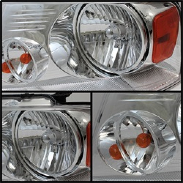 xTune Ford F150 04-08 Amber Crystal Headlights Chrome HD-JH-FF15004-AM-C - Bull Strap