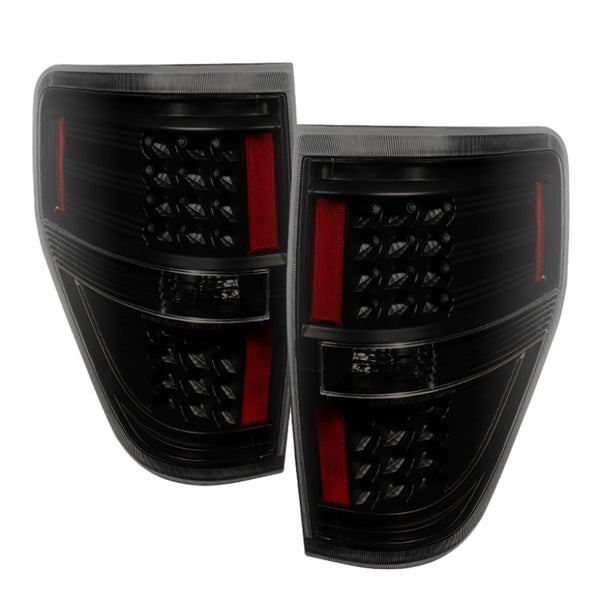 xTune Ford F150 09-14 LED Tail Lights Black Smoke ALT-JH-FF15009-LED-BSM - Bull Strap