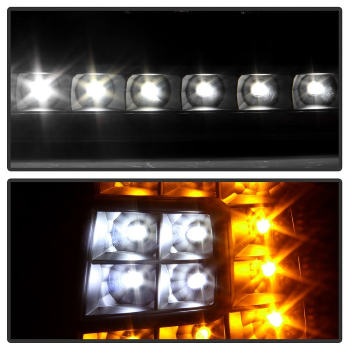 xTune Ford F150 97-03 Crystal Headlights w/ Clear LED Corners Black HD-ON-FF15097-LED-SET-BK - Bull Strap
