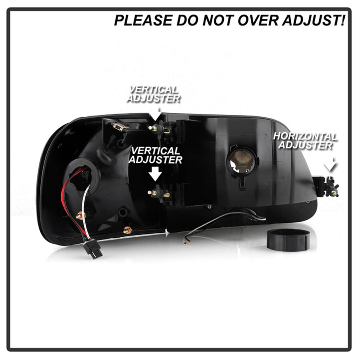 xTune Ford F150 97-03 Crystal Headlights w/ Clear LED Corners Black HD-ON-FF15097-LED-SET-BK - Bull Strap