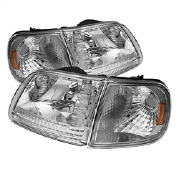xTune Ford F150 97-03 / Expedition 97-02 Crystal Headlights w/Corner Chrome HD-JH-FF15097-SET-AM-C - Bull Strap
