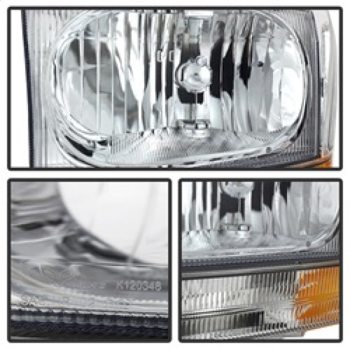 xTune Ford F250/350/450 Superduty 99-04 Crystal Headlights w/ Bumper Lights HD-JH-FF25099-AM-C - Bull Strap