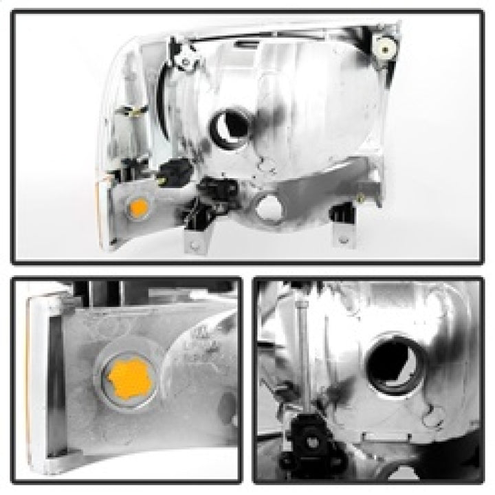xTune Ford F250/350/450 Superduty 99-04 Crystal Headlights w/ Bumper Lights HD-JH-FF25099-AM-C - Bull Strap