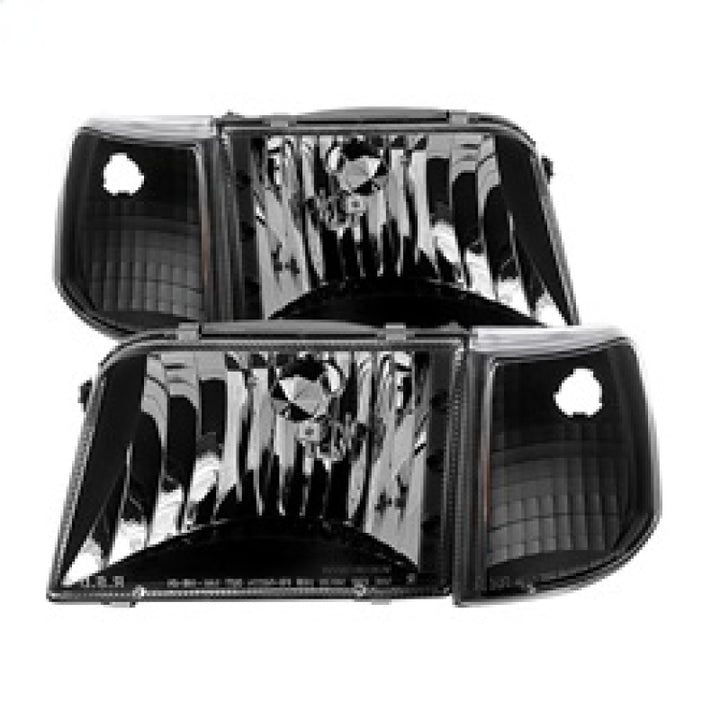 xTune Ford Ranger 93-97 Crystal Headlights w/ Corner Lights 4pcs Sets Black HD-JH-FR93-SET-BK - Bull Strap