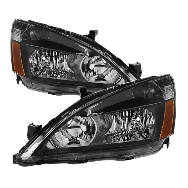 xTune Honda Accord 03-07 Amber Crystal Headlights Black HD-JH-HA03-AM-BK - Bull Strap