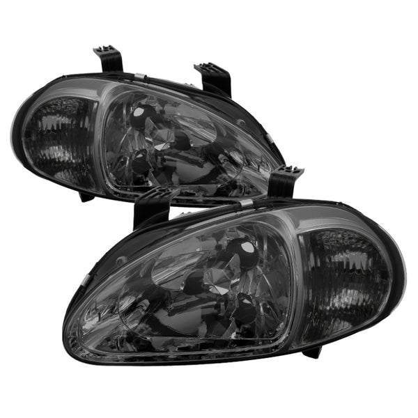 xTune Honda Del Sol 93-97 1Pc Crystal Headlights Smoke HD-ON-HDEL93-1P-SM - Bull Strap