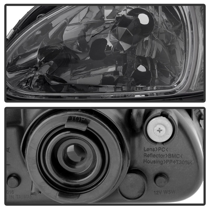 xTune Honda Del Sol 93-97 1Pc Crystal Headlights Smoke HD-ON-HDEL93-1P-SM - Bull Strap
