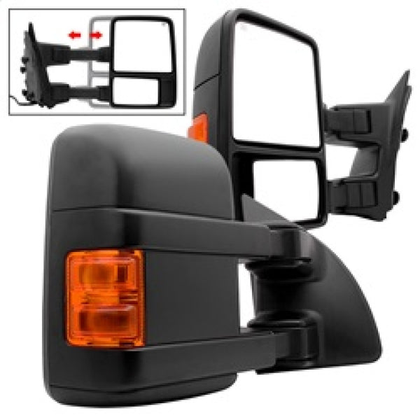 xTune Pair G2 Ford Superduty 99-07 Heated Amber Signal Telescoping Mirrors MIR-FDSD99S-G2-PW-AM-SET - Bull Strap