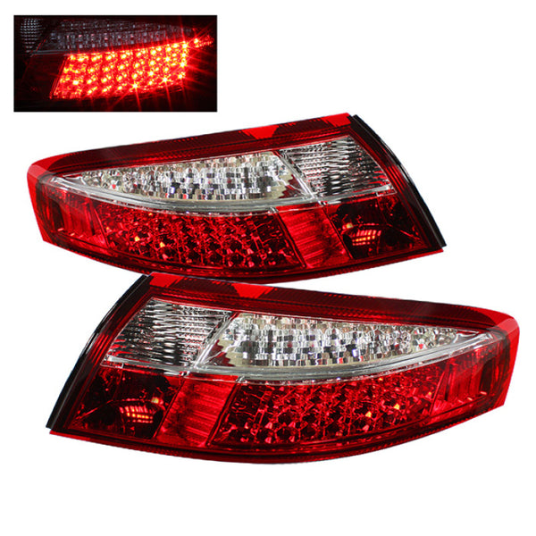 xTune Porsche 911 996 ( Non 4S. Turbo. GT3 ) 99-04 LED Tail Lights Red Clear ALT-ON-P99699-LED-RC - Bull Strap