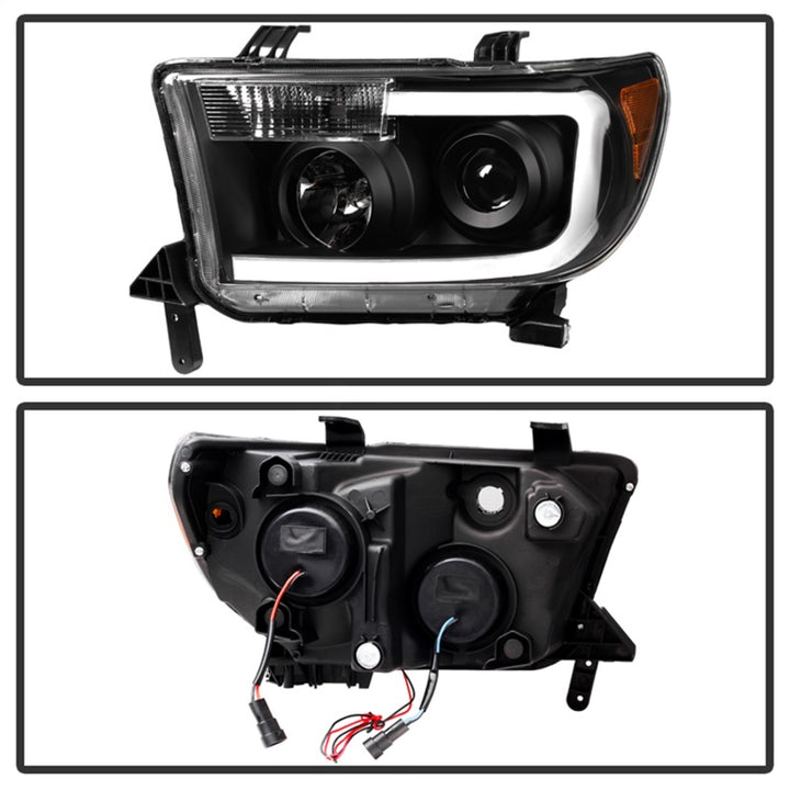 xTune Toyota Tundra 07-13 LED Light Bar Projector Headlights Black PRO-JH-TTU07-LED-BK - Bull Strap