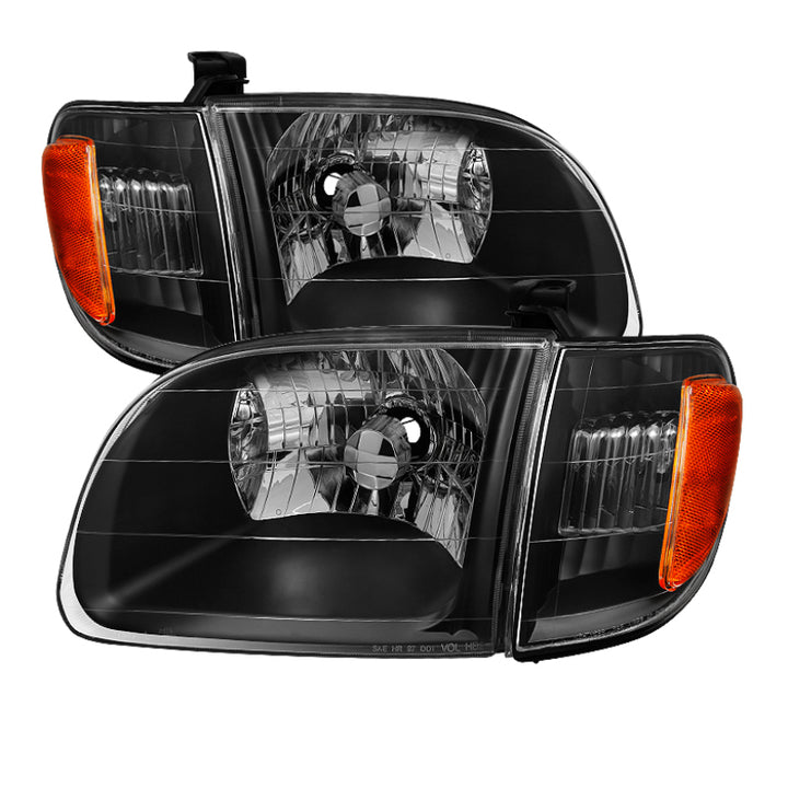xTune Toyota Tundra Regular/Access Cab 00-04 OEM Style Headlights & Corner Lights HD-JH-TTUN00-AM-BK - Bull Strap