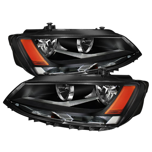xTune Volkswagen Jetta 11-14 Amber Crystal Headlights Black HD-JH-VJ11-AM-BK - Bull Strap