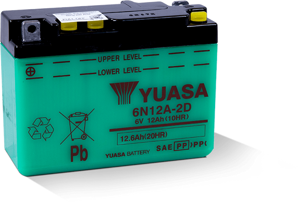 Yuasa 6N12A-2D Conventional 6-Volt Battery - Bull Strap