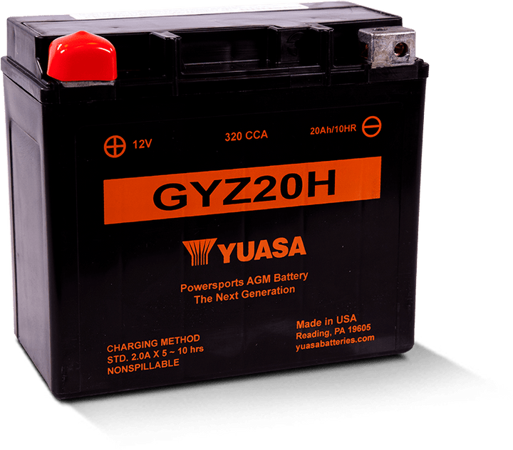 Yuasa GYZ20H High Performance Maintenance Free AGM 12-Volt Battery - Bull Strap