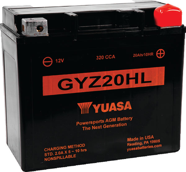 Yuasa GYZ20HL High Performance Maintenance Free AGM 12-Volt Battery - Bull Strap