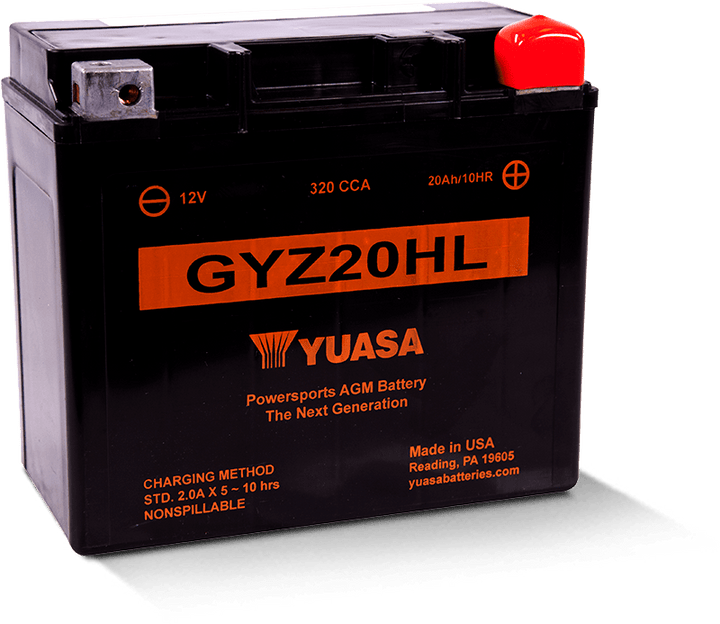 Yuasa GYZ20HL High Performance Maintenance Free AGM 12-Volt Battery - Bull Strap