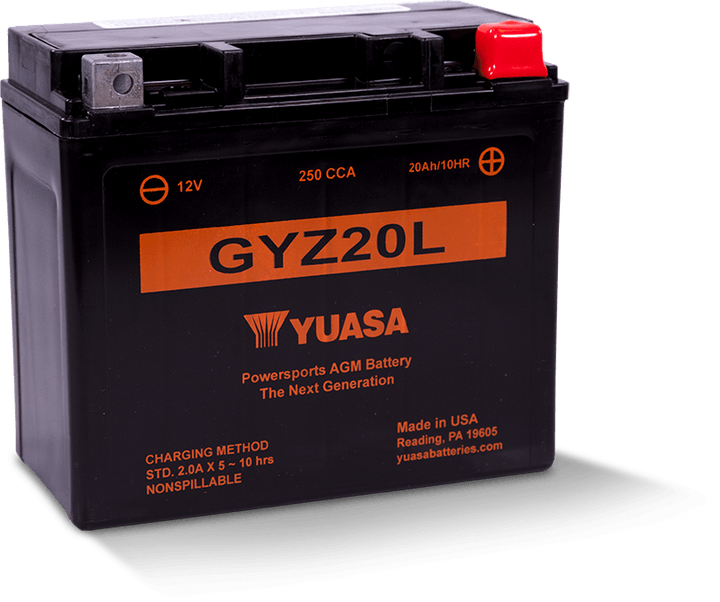 Yuasa GYZ20L High Performance Maintenance Free AGM 12-Volt Battery - Bull Strap