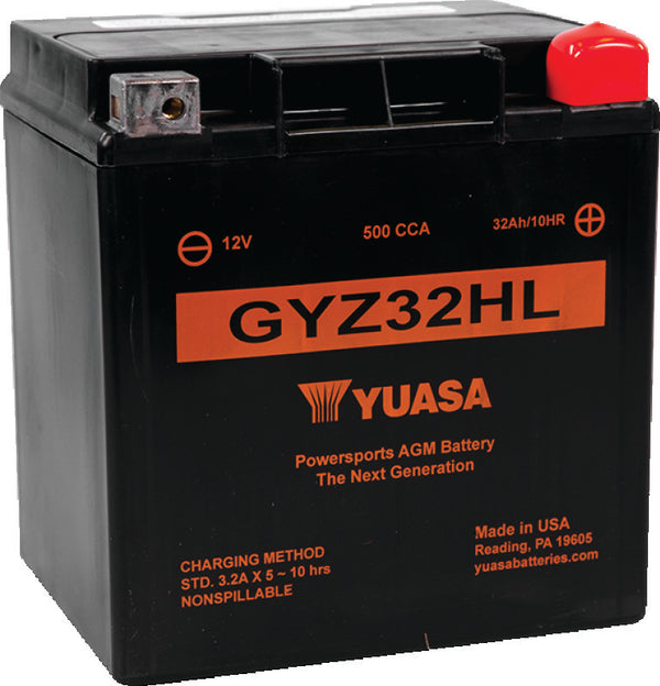 Yuasa GYZ32HL High Performance Maintenance Free AGM 12-Volt Battery - Bull Strap