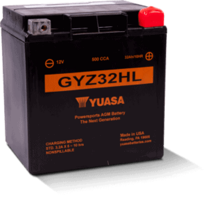 Yuasa GYZ32HL High Performance Maintenance Free AGM 12-Volt Battery - Bull Strap