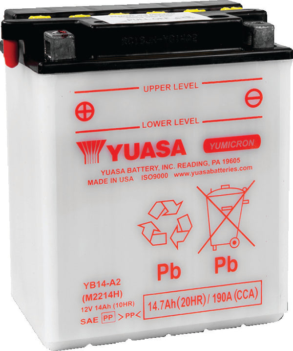 Yuasa YB14-A2 Yumicron CX 12-Volt Battery - Bull Strap