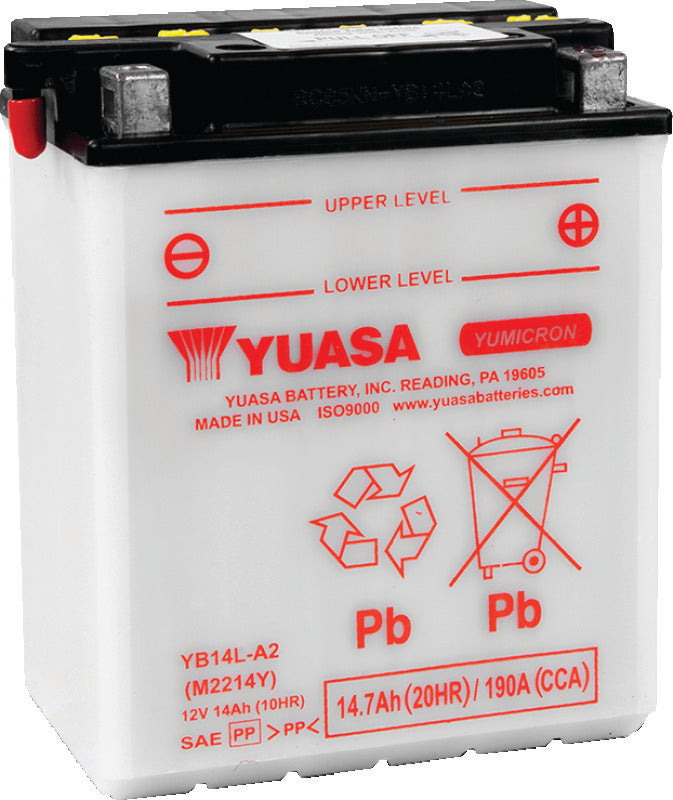 Yuasa YB14L-A2 Yumicron CX 12-Volt Battery - Bull Strap