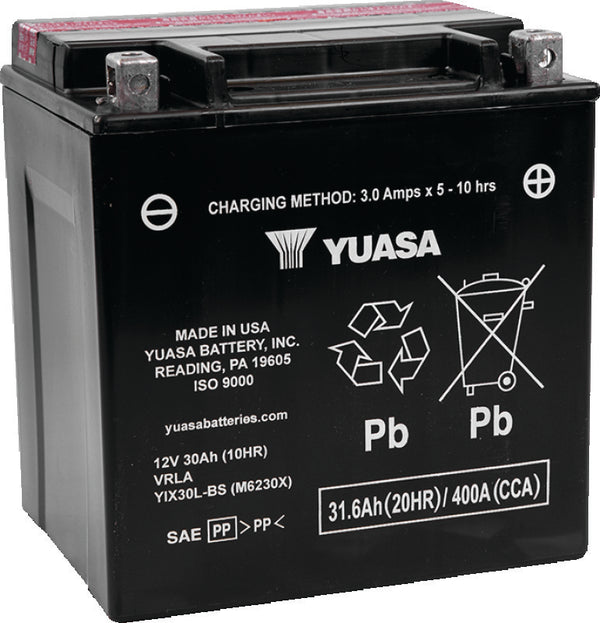 Yuasa YIX30L-BS-PW High Performance Maintenance Free AGM 12-Volt Battery w/Bottle - Bull Strap