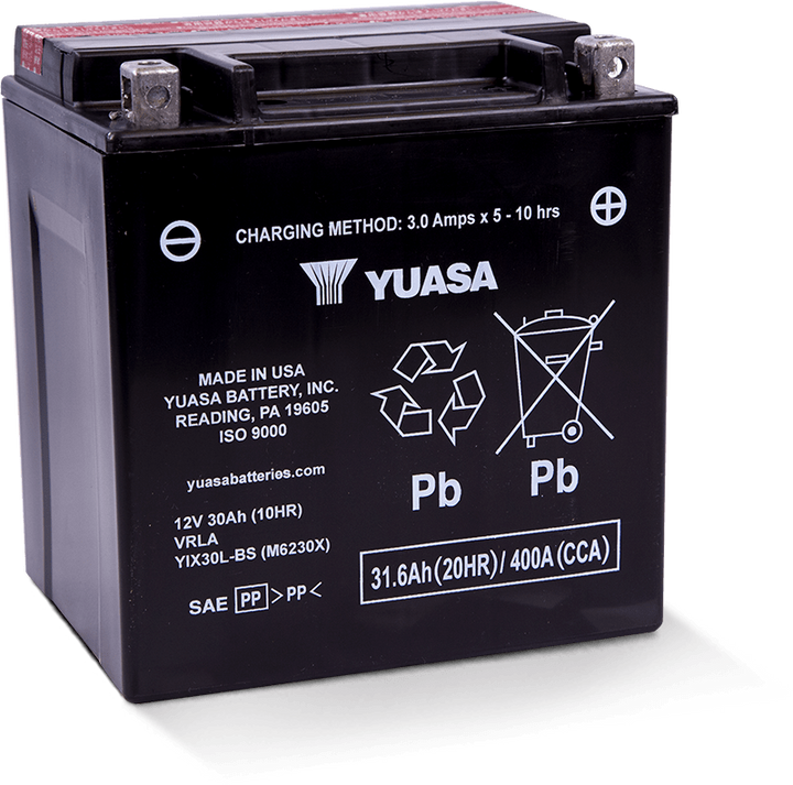 Yuasa YIX30L-BS-PW High Performance Maintenance Free AGM 12-Volt Battery w/Bottle - Bull Strap