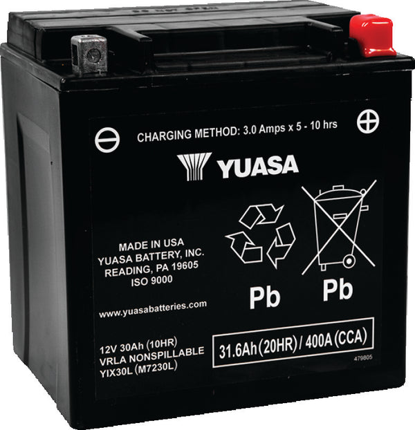 Yuasa YIX30L Maintenance Free AGM 12-Volt Battery - Bull Strap